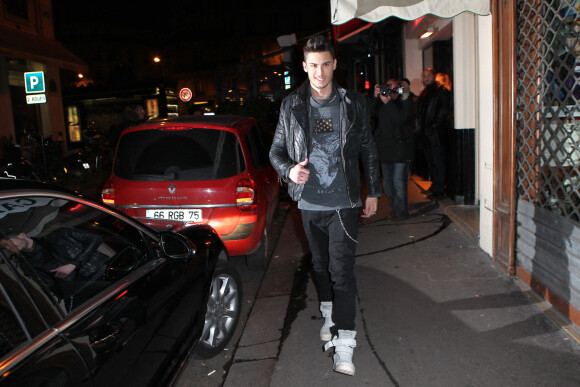 Baptiste Giabiconi en sortant de la boite de nuit "Le Montana", le 20 mars 2012.