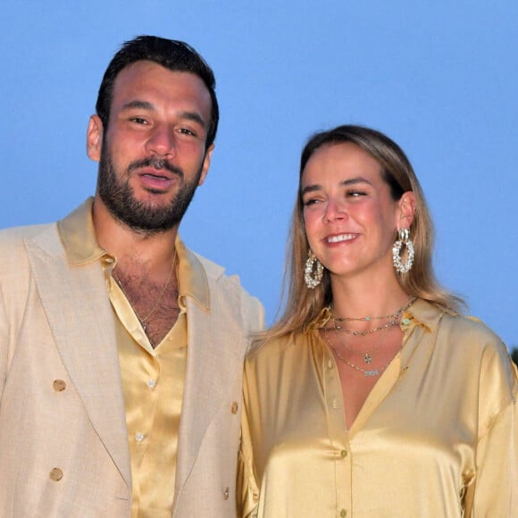 Maxime Giaccardi et Pauline Ducruet - Traditionnelle soirée d'été de Fight Aids Monaco au Sporting Club de Monaco, le 24 juillet 2021. © Bruno Bebert/PRM/Bestimage