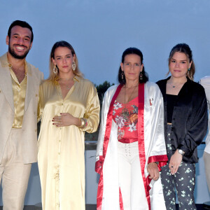 Maxime Giaccardi, Pauline Ducruet, la princesse Stéphanie de Monaco, Camille Gottlieb et Louis Ducruet - Traditionnelle soirée d'été de Fight Aids Monaco au Sporting Club de Monaco, le 24 juillet 2021. © Bruno Bebert/PRM/Bestimage