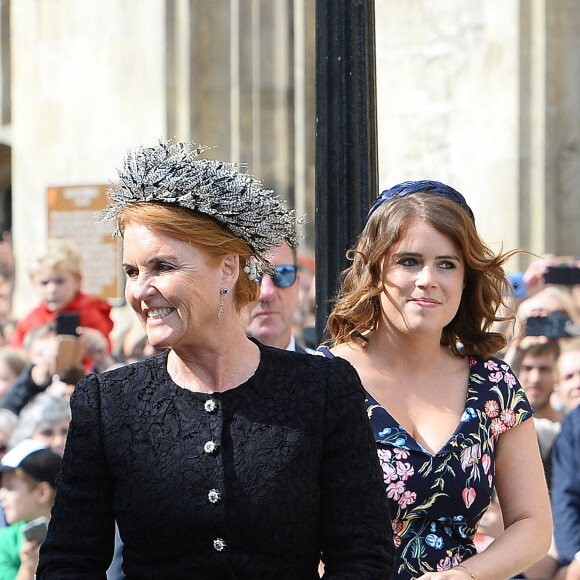 La princesse Eugenie d'York et sa mère Sarah Margaret Ferguson, duchesse d'York - Les invités arrivent au mariage de E. Goulding et C.Jopling en la cathédrale d'York, le 31 août 2019