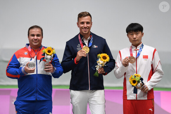 Jean Quiquampoix médaillé d'or au tir rapide à 25 mètres aux Jeux de Tokyo, le 2 août 2021