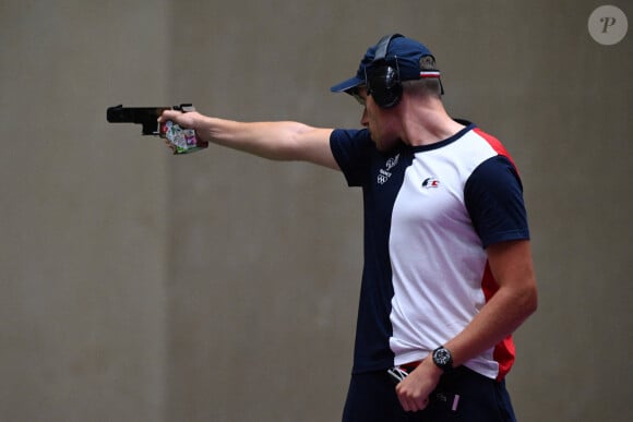 Le Français Jean Quiquampoix médaillé d'or au tir rapide à 25 mètres aux Jeux de Tokyo, le 2 août 2021