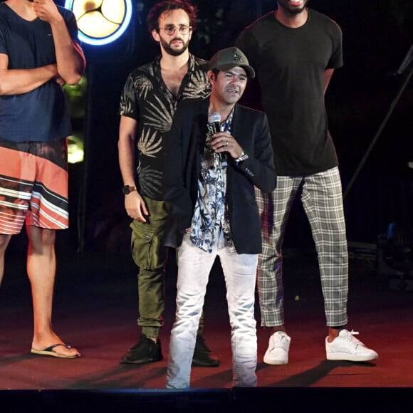 Jamel Debbouze, Franjo, Felix Dhjan et Rey Mendes - La 2ème édition de LA VILLA JAMEL COMEDY CLUB dans les Jardins de la Villa Rothschild de Cannes, le 29 juillet 2021. © Lionel Urman / Panoramic / Bestimage