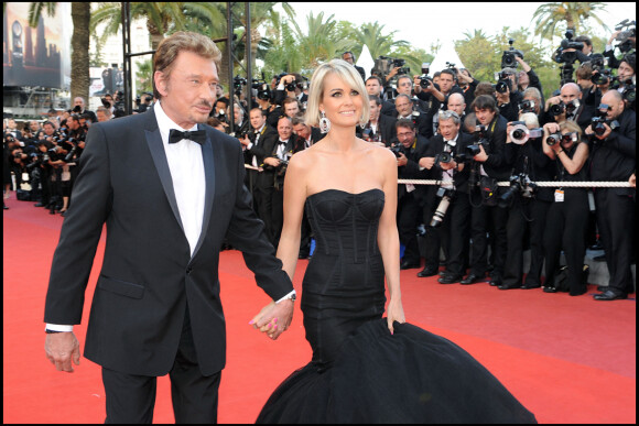 Johnny Hallyday et Leaticia à Cannes.