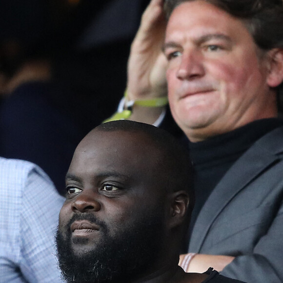 Issa Doumbia dans les tribunes lors du match de ligue des champions de l'UEFA opposant le Paris Saint-Germain contre l'Étoile rouge de Belgrade au parc des Princes à Paris, France, le 3 octobre 2018. Le PSG gagne 6-1. © Cyril Moreau/Bestimage