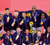Teddy Riner et l'équipe de France olympique de judo fêtent leur médaille d'or au tournoi par équipe aux Jeux Olympiques de Tokyo. Paris, le 31 juillet 2021. © JB Autissier / JO Tokyo / Panoramic / Bestimage