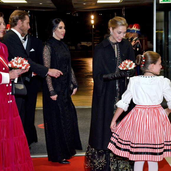 La princesse Caroline de Hanovre, Andrea Casiraghi, Chantell Violet Serfontein (la femme de Sean Wittstock), Beatrice Borromeo - Arrivées à la soirée de gala à l'occasion de la fête nationale monégasque au Grimaldi Forum à Monaco le 19 novembre 2019. © Bruno Bebert / Pool Monaco / Bestimage