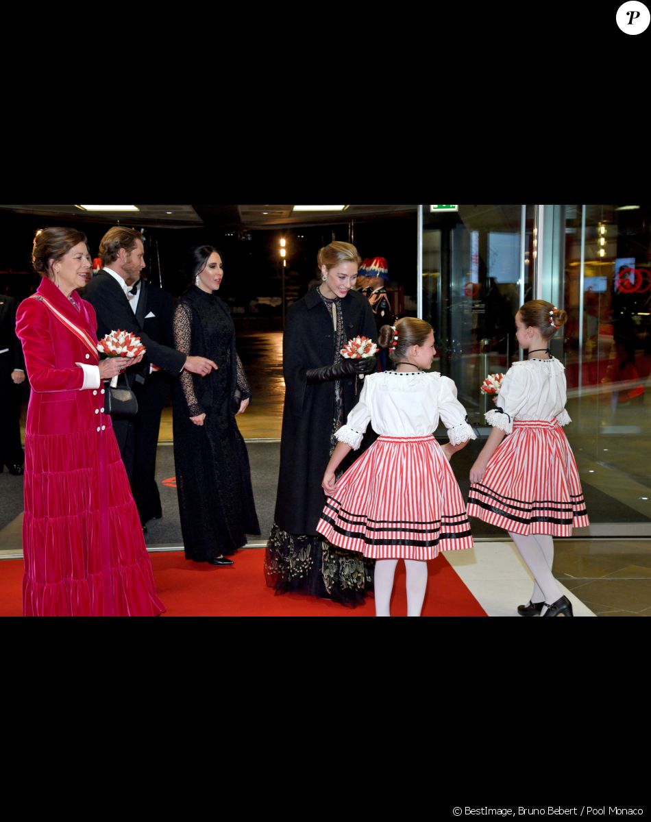 La princesse Caroline de Hanovre, Andrea Casiraghi, Chantell Violet Serfontein (la femme de Sean Wittstock), Beatrice Borromeo - Arrivées à la soirée de gala à l'occasion de la fête nationale monégasque au Grimaldi Forum à Monaco le 19 novembre 2019. © Bruno Bebert / Pool Monaco / Bestimage