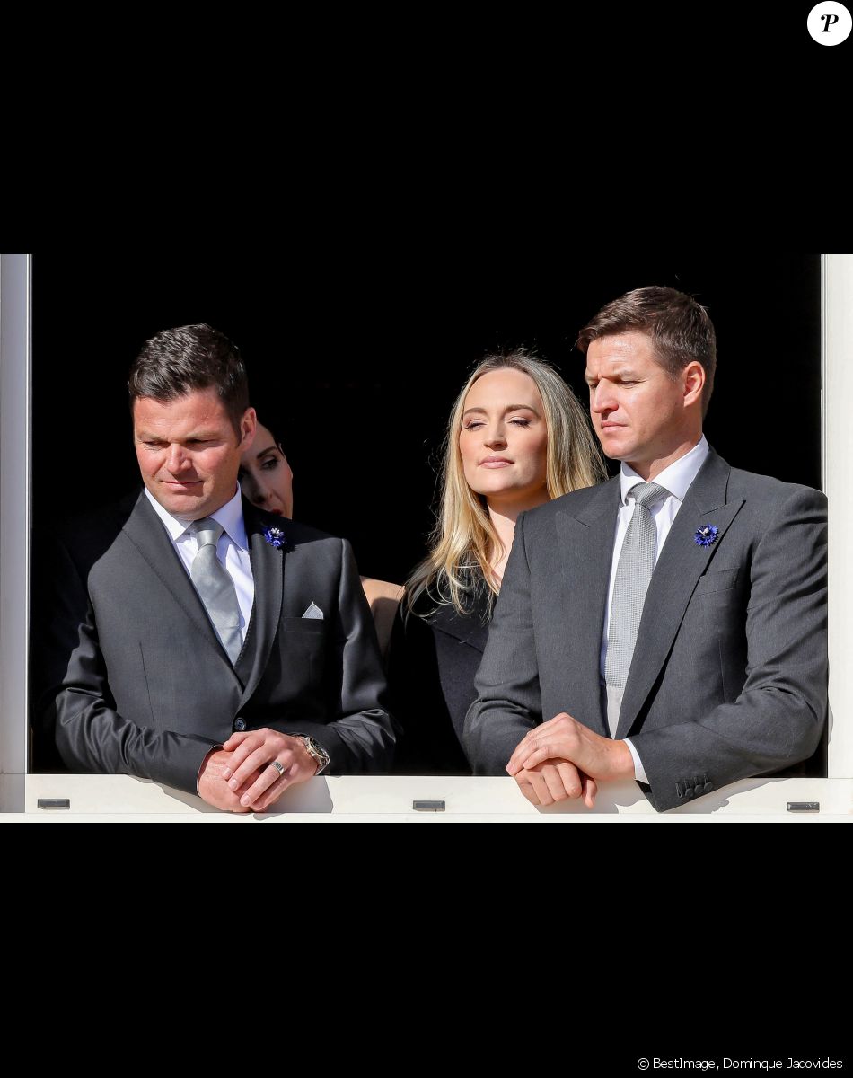 Sean Wittstock, Roisin Galvin et son mari Gareth Wittstock - La famille princière de Monaco au balcon du palais lors de la fête nationale monégasque, à Monaco. Le 19 novembre 2018. © Dominque Jacovides / Bestimage