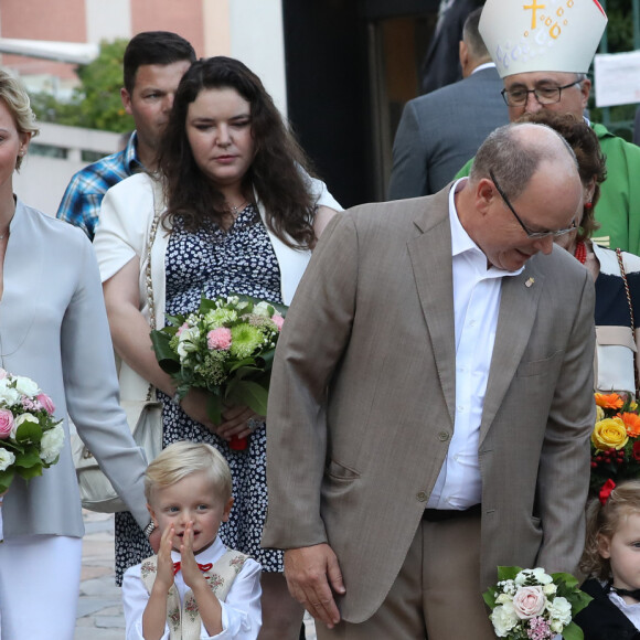 Gareth Wittstock et Sean Wittstock (frères de la Princesse Charlène de Monaco), la princesse Charlène de Monaco avec le prince Jacques de Monaco, Mélanie de Massy, le prince Albert II de Monaco avec la princesse Gabriella de Monaco, la baronne Elisabeth Ann de Massy, Georges Marsan (Maire de Monaco) - Traditionnel Pique-nique des Monégasques dans les jardins du parc Princesse Antoinette à Monaco, le 31 août 2018. © Jean-Charles Vinaj / PRM / Bestimage