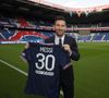 Lionel Messi rejoint le PSG et donne une conférence de presse au Parc des Princes à Paris. © PSG via Bestimage
