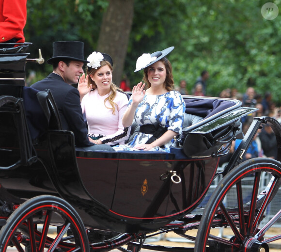 La princesse Beatrice d'York, la princesse Eugenie d'York et son mari Jack Brooksbank - La parade Trooping the Colour 2019, célébrant le 93ème anniversaire de la reine Elisabeth II, au palais de Buckingham, Londres, le 8 juin 2019.