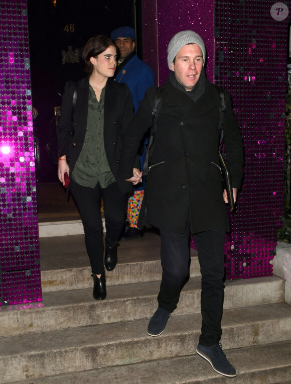 La princesse Eugenie d'York et son mari Jack Brooksbank à la sortie du club Annabel à Londres. Le 15 mars 2019
