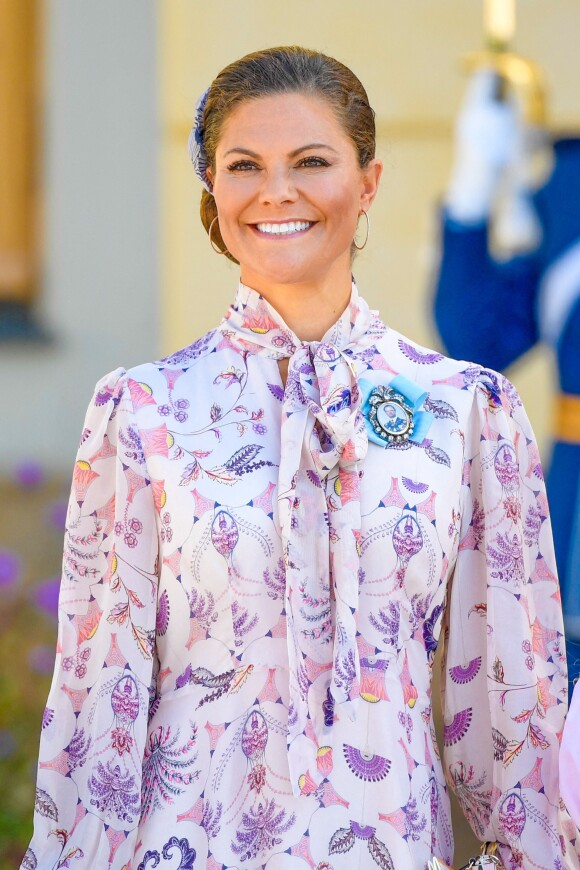 La princesse Victoria de Suède - La famille royale suédoise au baptême du prince Julian, duc de Halland au château de Drottningholm sur l'île de Lovön à Ekero en Suède le 14 août 202.