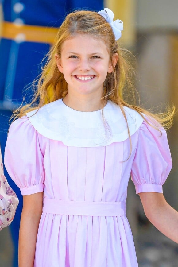 La princesse Estelle de Suède - La famille royale suédoise au baptême du prince Julian, duc de Halland au château de Drottningholm sur l'île de Lovön à Ekero en Suède le 14 août 2021.