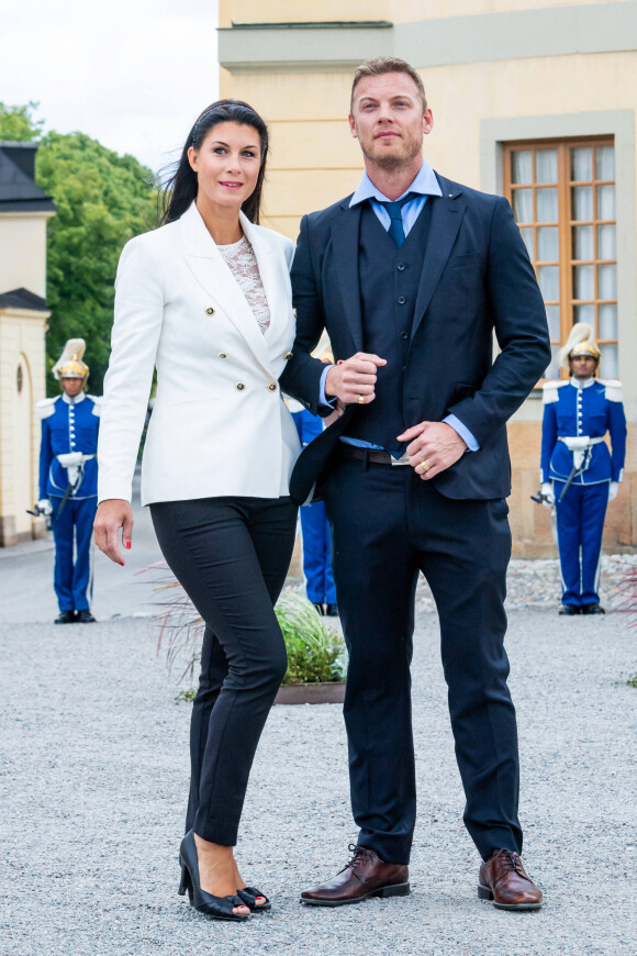 Kristina Borgström, Nick Elman, - La famille royale suédoise au baptême du prince Julian, duc de Halland au château de Drottningholm sur l'île de Lovön à Ekero en Suède le 14 août 2021.