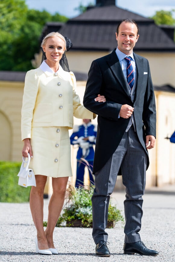 Madeleine Rahm Egnell, Patrik Egnell, - La famille royale suédoise au baptême du prince Julian, duc de Halland au château de Drottningholm sur l'île de Lovön à Ekero en Suède le 14 août 2021.