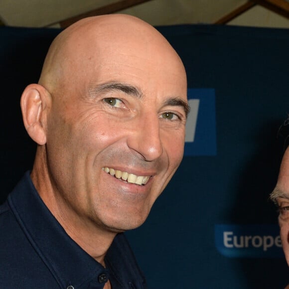 Nicolas Canteloup et Laurent Cabrol à la conférence de presse de la rentrée du pôle radio "Europe 1, RFM et Virgin Radio" au Lagardère Paris Racing à Paris, le 12 septembre 2017. © Ramsamy Veeren/Bestimage