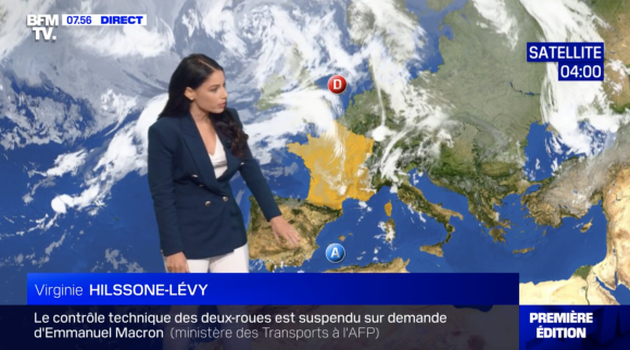 Virginie Hilssone-Lévy, miss météo sur BFMTV le 13 août 2021.