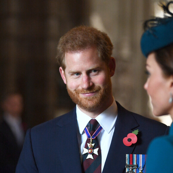 Le prince Harry et Kate Catherine Middleton en l'abbaye de Westminster à Londres pour le service commémoratif de l'ANZAC Day. Le 25 avril 2019.
