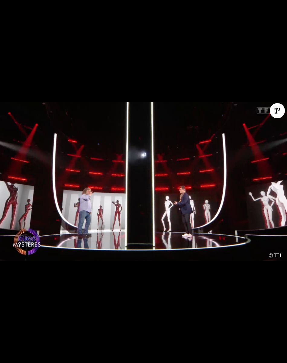 Marc Lavoine et son frère Francis dans l'émission "Duos Mystères" sur TF1 le 20 août 2021.