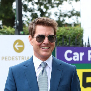 Tom Cruise arrive pour assister à la finale du tournoi de Wimbledon (Djokovic - Berrettini) à Londres, le 11 juillet 2021.