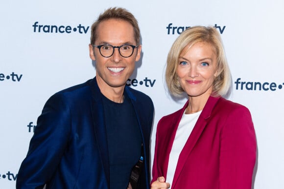 Damien Thévenot, Maya Lauqué lors du photocall dans le cadre de la conférence de presse de France Télévisions au Pavillon Gabriel à Paris, France, le 24 août 2021. © Pierre Perusseau/Bestimage