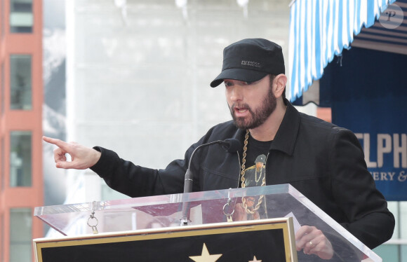 Eminem et 50 Cent (Curtis Jackson III) qui reçoit son étoile sur le célèbre Walk of Fame à Hollywood, le 30 janvier 2020.