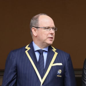 Le prince Albert II et la princesse Charlène de Monaco avec leurs enfants le prince Jacques de Monaco et la princesse Gabriella de Monaco lors de la 9ème édition du Tournoi Sainte Dévote de Rugby au Stade Louis II à Monaco, le 11 mai 2019. © Jean-Charles Vinaj/Pool/Bestimage