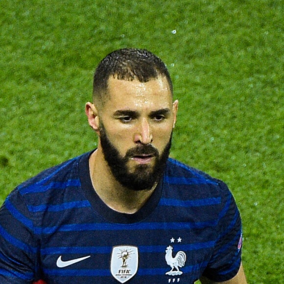 Attitude - Joie de Karim Benzema ( 19 - France ) - Match de football de l'Euro 2020 : La France s'incline devant la Suisse après les tirs au but au stade Arena Nationala à Bucarest le 28 juin 2021. © Federico Pestellini / Panoramic / Bestimage