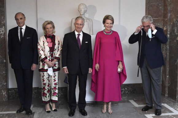 Le prince Lorenz, la princesse Astrid, le roi Philippe, la reine Mathilde, le prince Laurent - La famille royale de Belgique arrive à un concert à Bruxelles le 15 juillet 2020. 