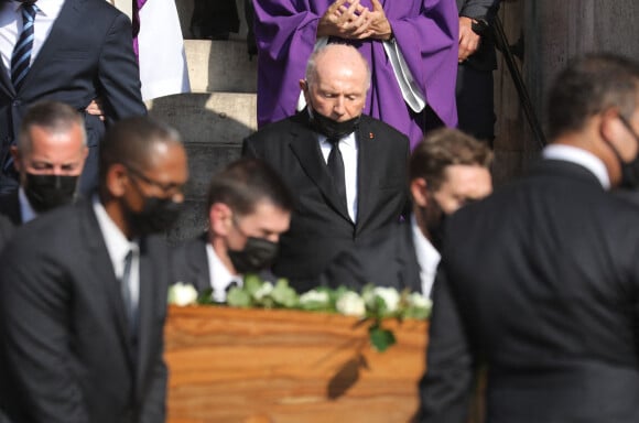 François Pinault - Sorties des obsèques de Florence Rogers-Pinault en l'Église Saint-Sulpice à Paris, le 8 septembre 2021.