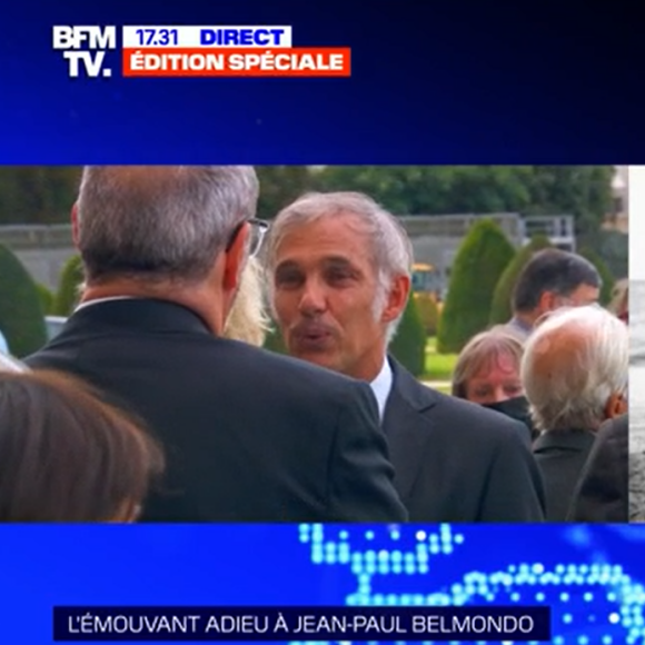 Paul Belmondo et son épouse Luana Belmondo - Hommage national rendu à Jean-Paul Belmondo dans la Cour d'honneur de l'Hôtel des Invalides. Paris. Le 9 septembre 2021.