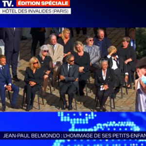 Paul Belmondo et son épouse Luana Belmondo - Hommage national rendu à Jean-Paul Belmondo dans la Cour d'honneur de l'Hôtel des Invalides. Paris. Le 9 septembre 2021.