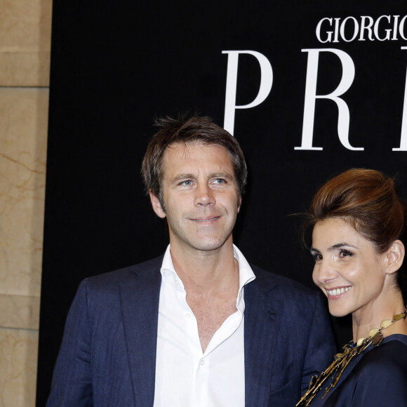 Le prince Emmanuel-Philibert de Savoie et la Princesse Clotilde de Savoie (Clotilde Courau) - Photocall du défilé de mode Haute-Couture Automne-Hiver 2013/2014 "Armani" à Paris le 2 juillet 2013.