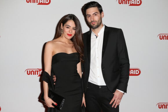 Sofia Essaidi et son compagnon Adrien Galo - Dîner "Unitaid" au conseil économique social et environnemental à Paris. Le 1er avril 2014.