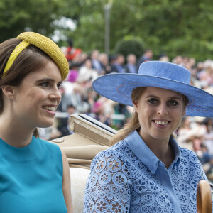 La princesse Beatrice d'York et la princesse Eugenie d'York - La famille royale britannique et les souverains néerlandais lors de la première journée des courses d'Ascot 2019, à Ascot, Royaume Uni, le 18 juin 2019. 