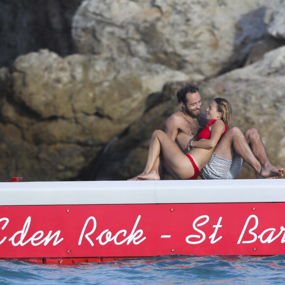 James Middleton et sa nouvelle compagne Alizee Thevenet profitent de la plage de l'hôtel Eden Rock à Saint-Barthélemy, Antilles française, France, le 2 janvier 2019.