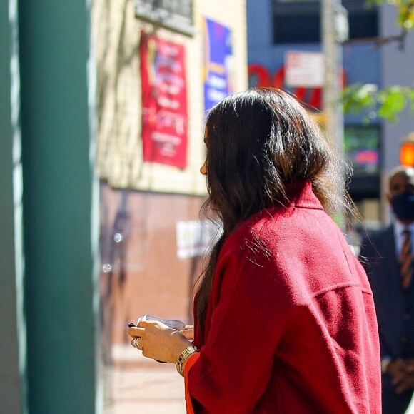 Meghan Markle arrive dans une école primaire de Harlem à New York City, New York, Etats-Unis, le 24 septembre 2021.