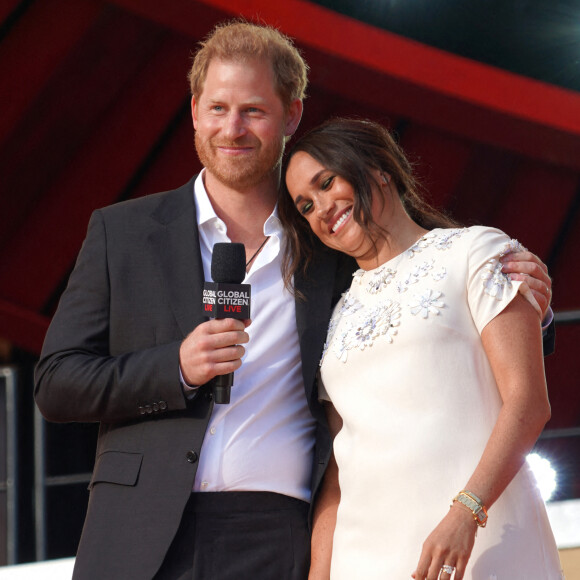 Le prince Harry et Meghan Markle sur la scène du "Global Citizen Live Festival" à Central Park à New York. © Sonia Moskowitz Gordon/ZUMA Press Wire/Bestimage