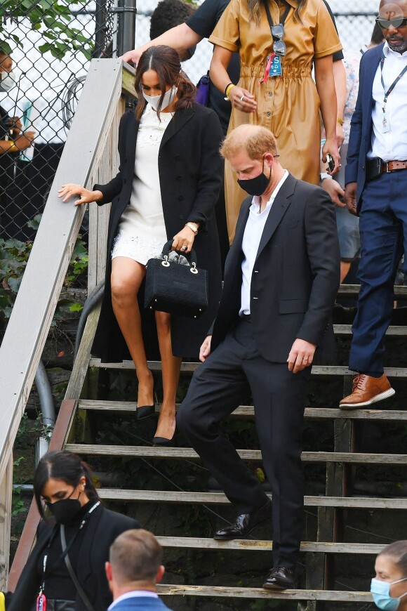 Le prince Harry et Meghan Markle quittent le "Global Citizen Live Festival" à Central Park à New York, le 25 septembre 2021.