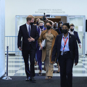 Le prince Harry et Meghan Markle arrivent au siège des Nations unies pour un rendez-vous avec Antonio Guterres (Secrétaire général des Nations unies) à New York, le 25 septembre 2021.