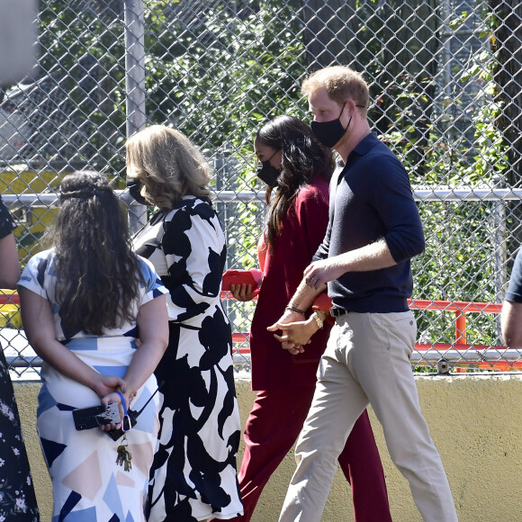 Le prince Harry et Meghan Markle ont visité l'école primaire P.S. 123 Mahalia Jackson d'Harlem avant d'aller déjeuner au restaurant Melba's à New York, le 24 septembre 2021.