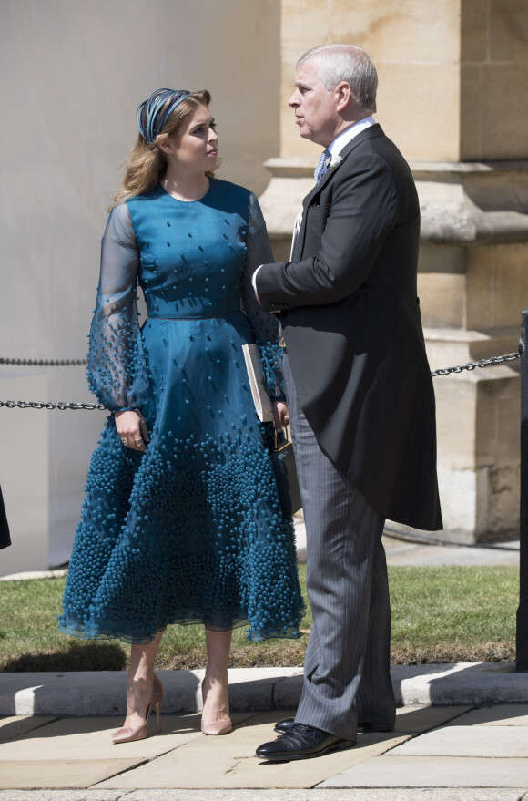 Le prince Andrew, duc d'York et la princesse Beatrice d'York - Les invités arrivent à la chapelle St. George pour le mariage du prince Harry et de Meghan Markle au château de Windsor, Royaume Uni, le 19 mai 2018. 