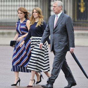 La princesse Eugenie et la princesse Beatrice et leur père le prince Andrew - La famille royale d'Angleterre au "Patron's Lunch" à Londres, à l'occasion du 90ème anniversaire de la reine. Le 12 juin 2016 