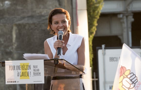 Najat Vallaud Belkacem, tête de liste PS pour les élections régionales en Auvergne Rhône Alpes, est en meeting à Lyon le 14 juin 2021. © Sandrine Thesillat / Panoramic / Bestimage