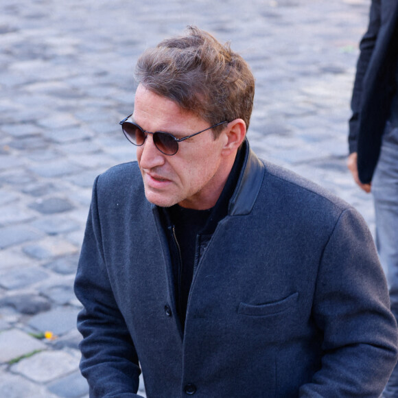 Benjamin Castaldi - Messe funéraire en hommage à Bernard Tapie en l'église Saint-Germain-des-Prés à Paris. Le 6 octobre 2021. © Jacovides-Moreau / Bestimage