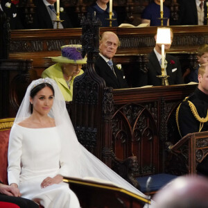 Meghan Markle, duchesse de Sussex, Le prince William, duc de Cambridge, Le prince Charles, prince de Galles, Camilla Parker Bowles, duchesse de Cornouailles, Catherine (Kate) Middleton, duchesse de Cambridge, Le prince Andrew, duc d'York - Cérémonie de mariage du prince Harry et de Meghan Markle en la chapelle Saint-George au château de Windsor, Royaume Uni, le 19 mai 2018.