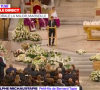 Rodolphe Tapie prononce un discours lors de la messe des obsèques de son grand-père Bernard Tapie.