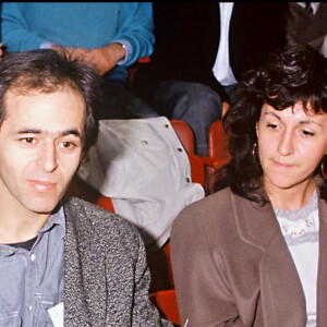 Jean-Jacques Goldman avec sa femme Catherine à l'Open de tennis de Paris Bercy en 1990.